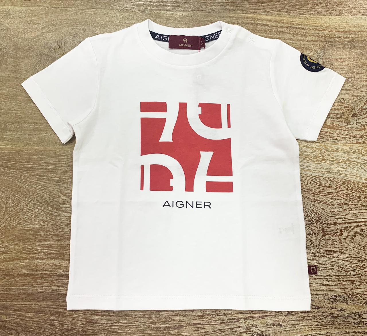 AIGNER Boys White Logo T-Shirts