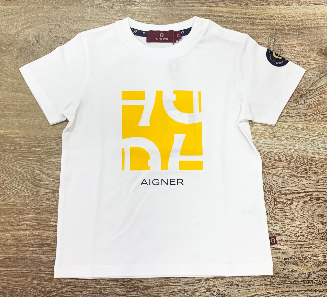 AIGNER Boys White Logo T-Shirts