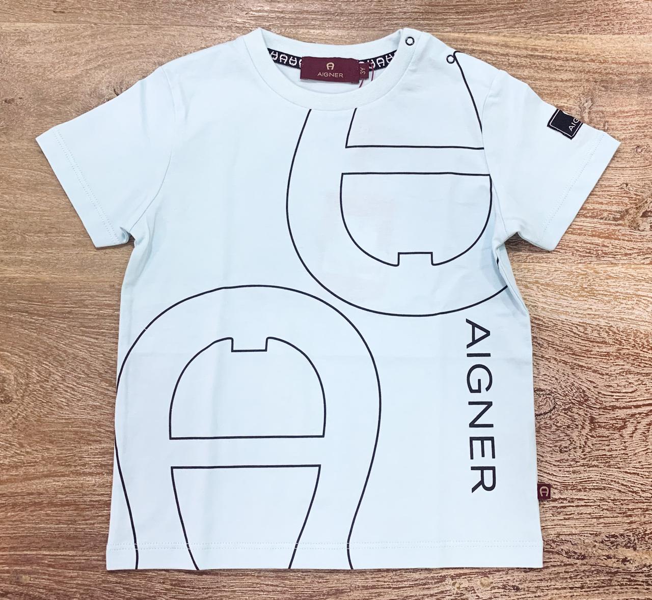 AIGNER Boys Light Green Logo T-Shirts