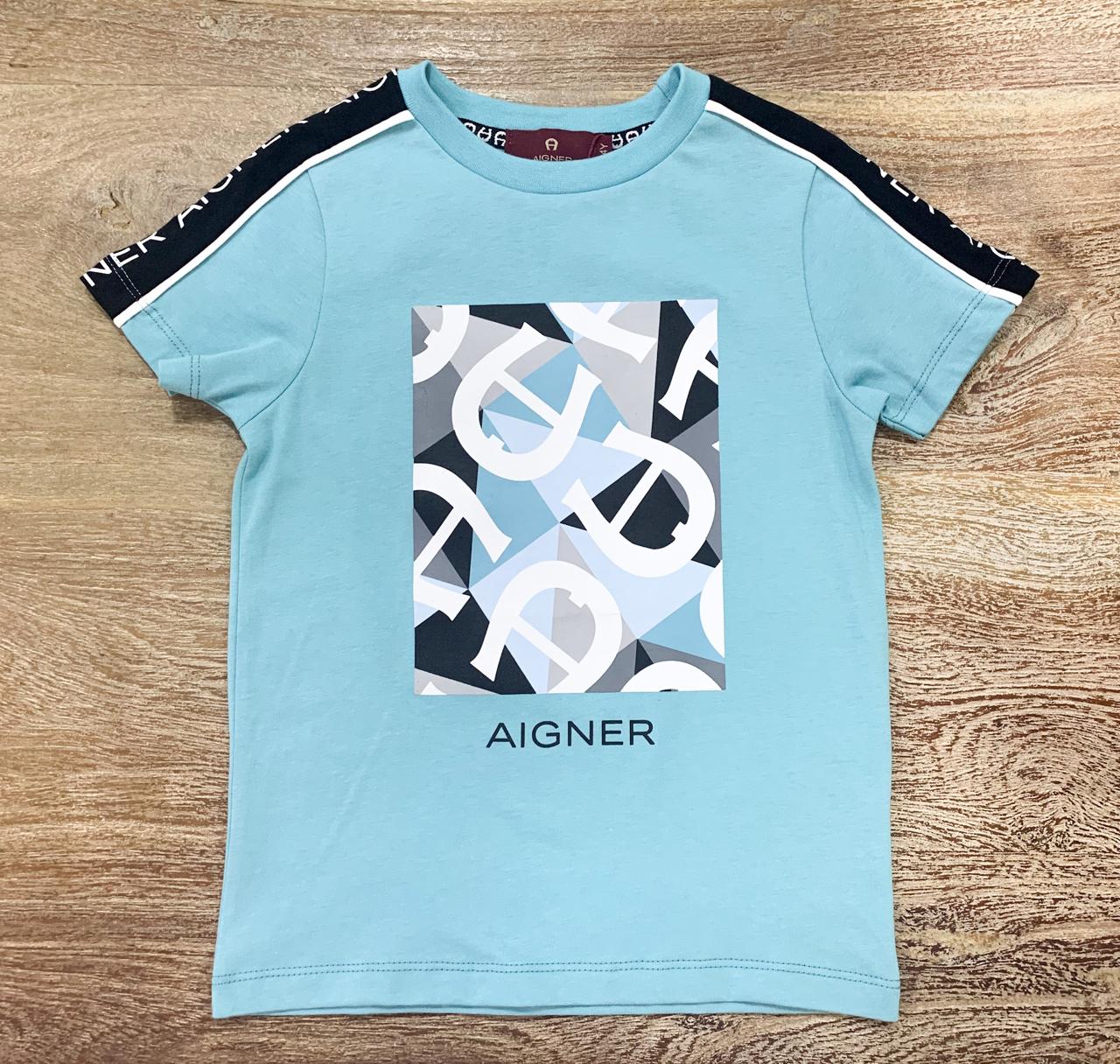AIGNER Boys Light Green Logo T-Shirts