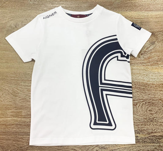 AIGNER Boys White Logo T-Shirts