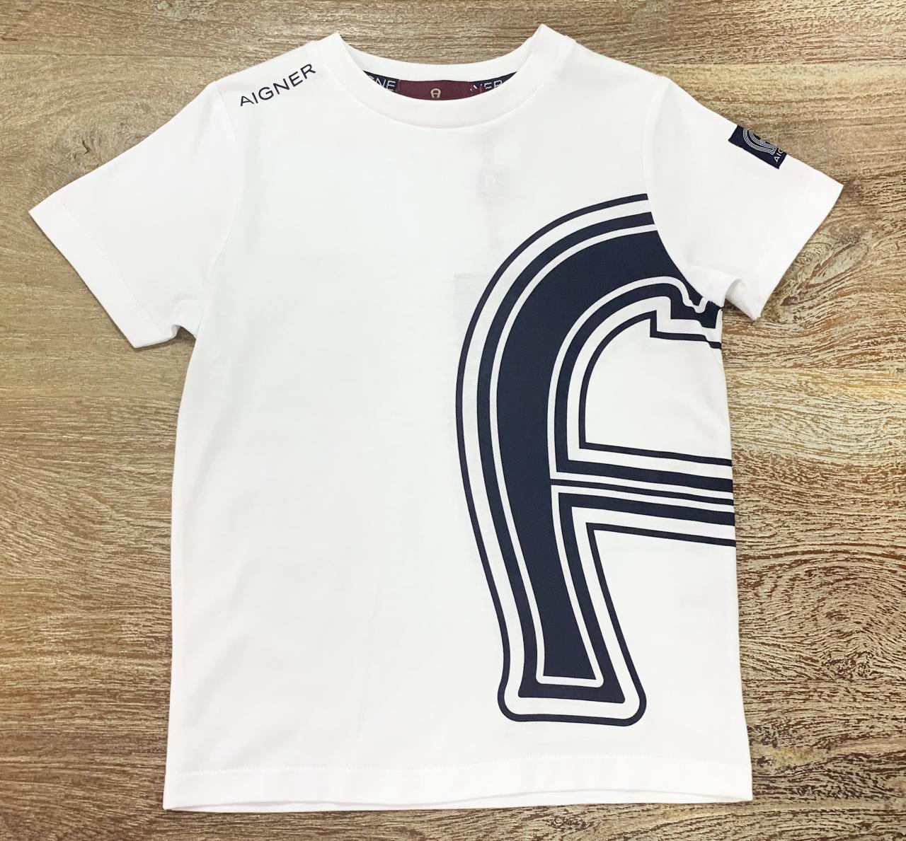 AIGNER Boys White Logo T-Shirts
