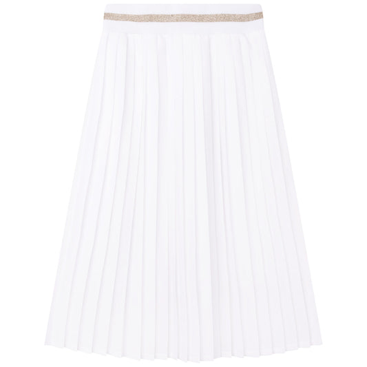 KARL LAGERFELD Girls White Logo Pleated Skirt