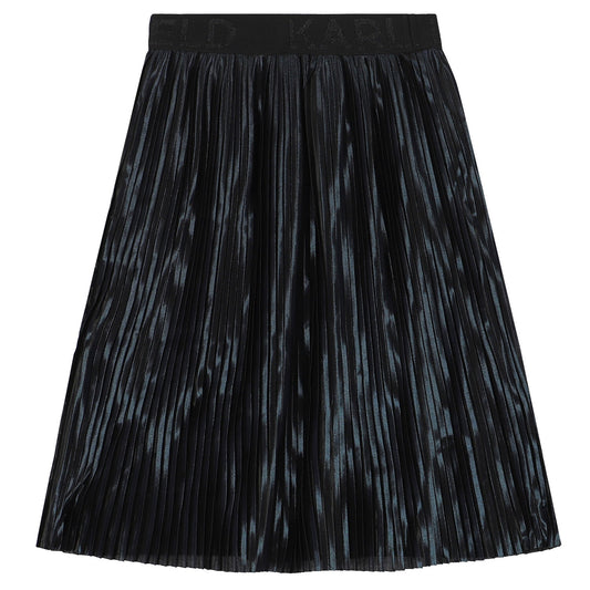 KARL LAGERFELD Girls Navy Logo Pleated Skirt