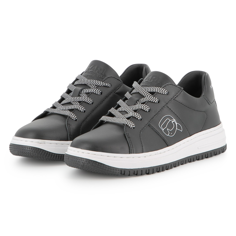 KARL LAGERFELD Z30988/09B Kids Black Low-Top Sneakers with Laces