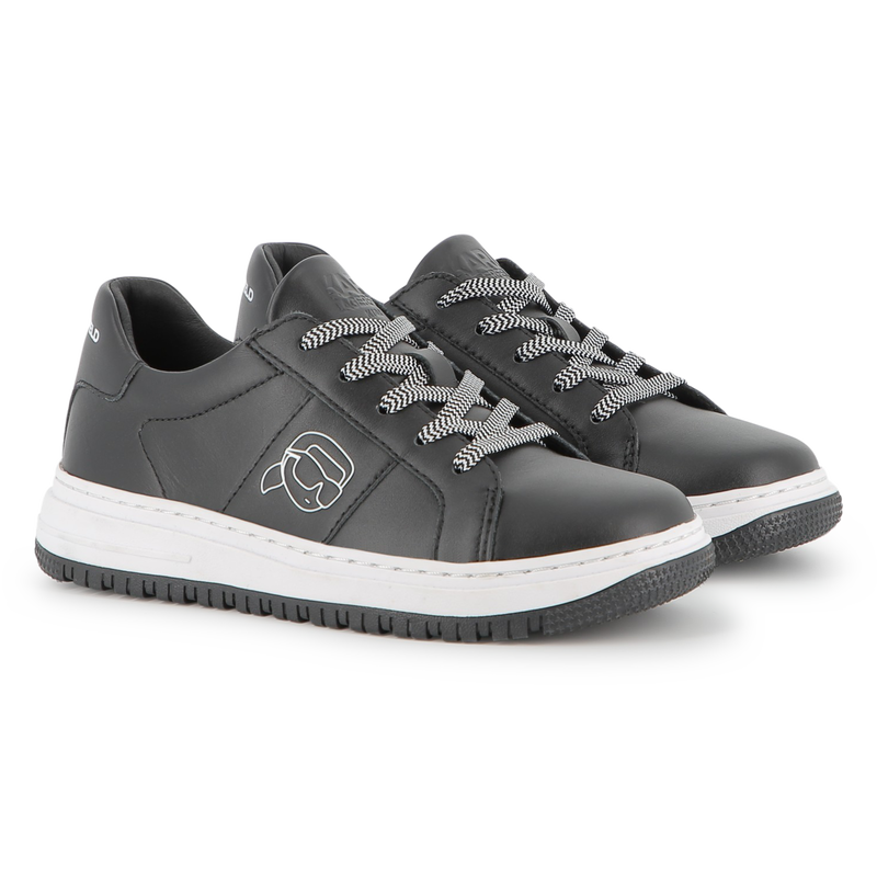 KARL LAGERFELD Z30988/09B Kids Black Low-Top Sneakers with Laces