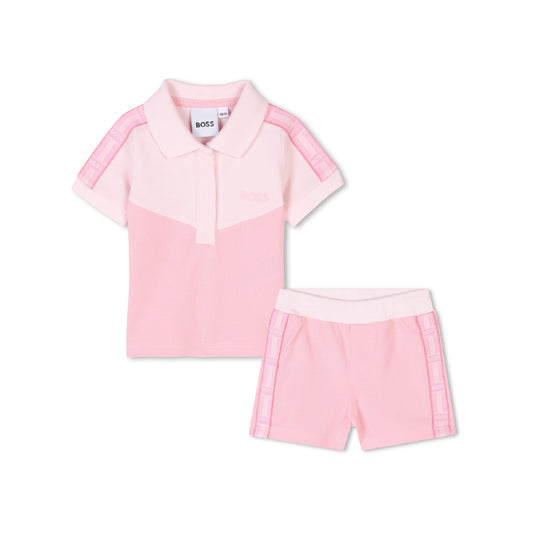 BOSS Baby Girls Pink Polo Shirt and Shorts Set