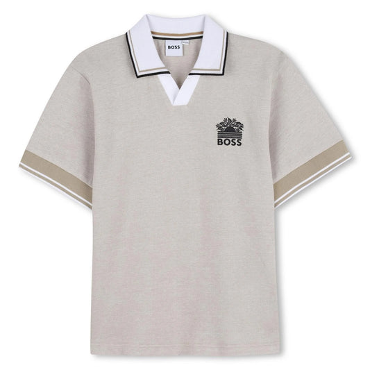 BOSS Boys Beige Logo Polo Shirt