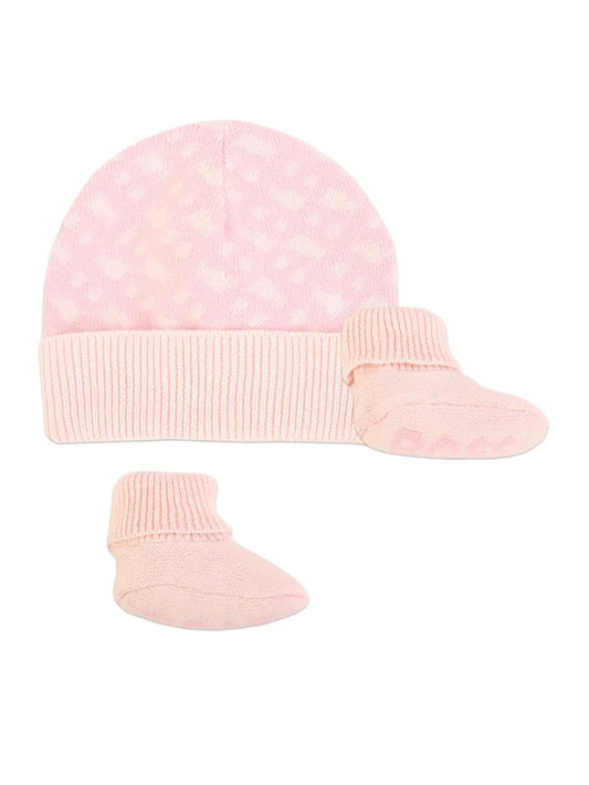 BOSS  Baby Girls Pink Knit Hat & Slipper Set