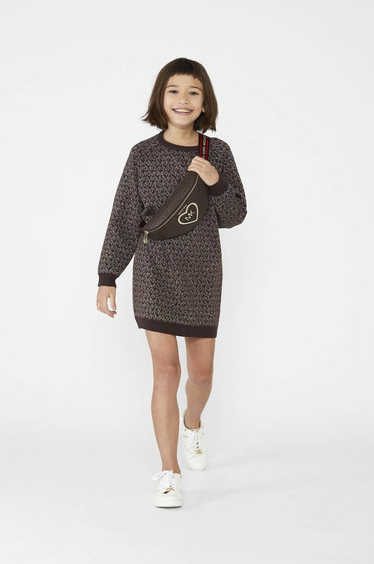MICHAEL KORS Girls Black Long Sleeved Sweater Dress