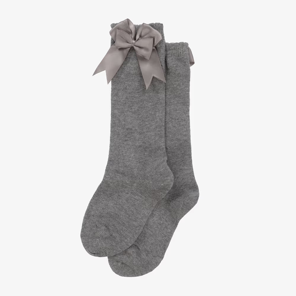 CARLOMAGNO UKG2 Light Grey Ribbon Bow Socks