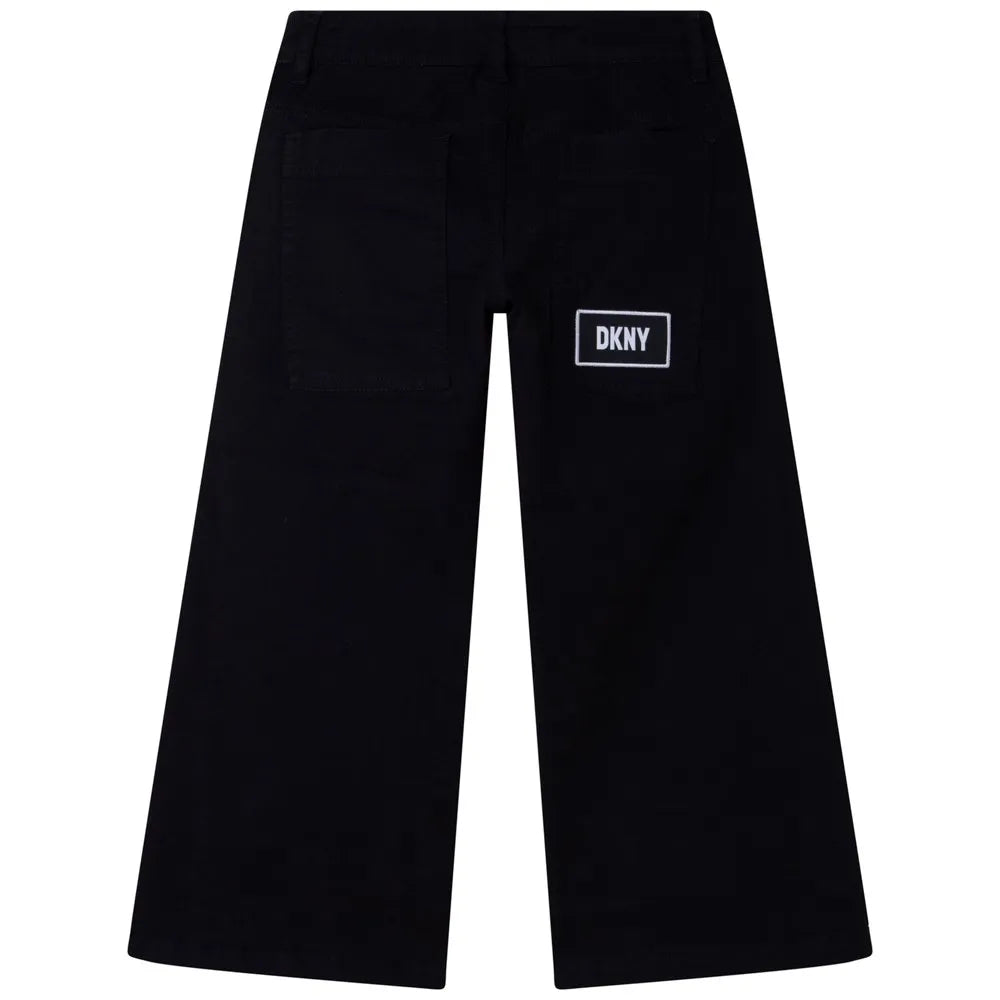 DKNY Girls Black Logo Cargo Pants Trousers