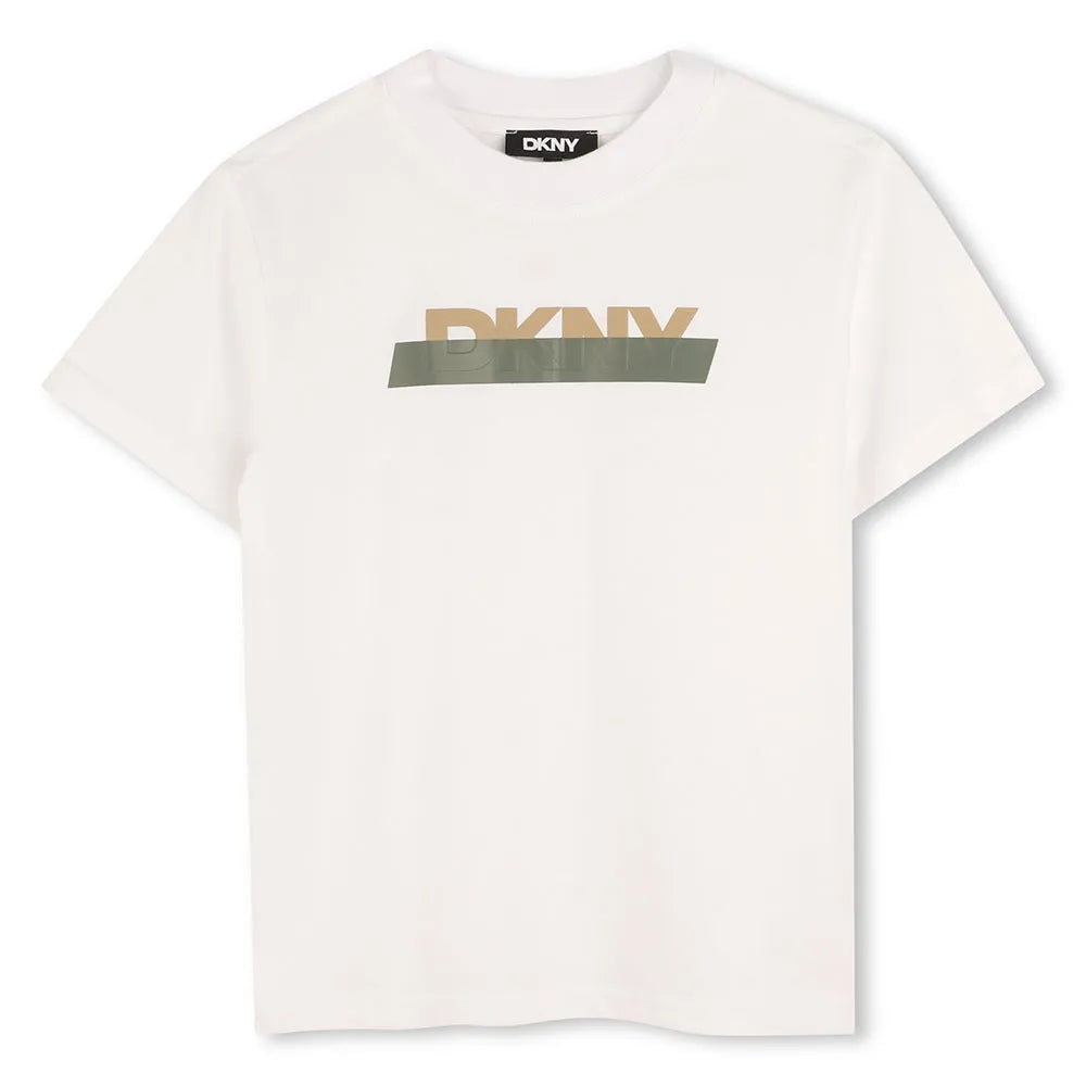 DKNY D62434/10B Kids Boys White Logo Short Sleeve T-shirt