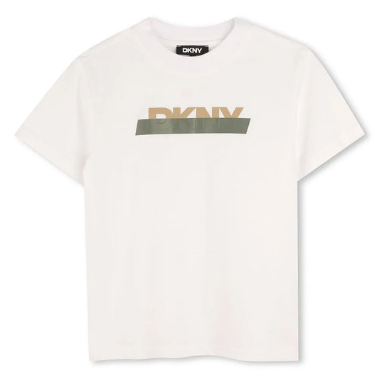 DKNY D62434/10B Kids Boys White Logo Short Sleeve T-shirt