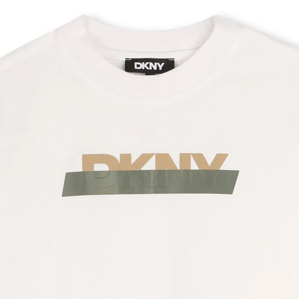DKNY D62434/10B Kids Boys White Logo Short Sleeve T-shirt
