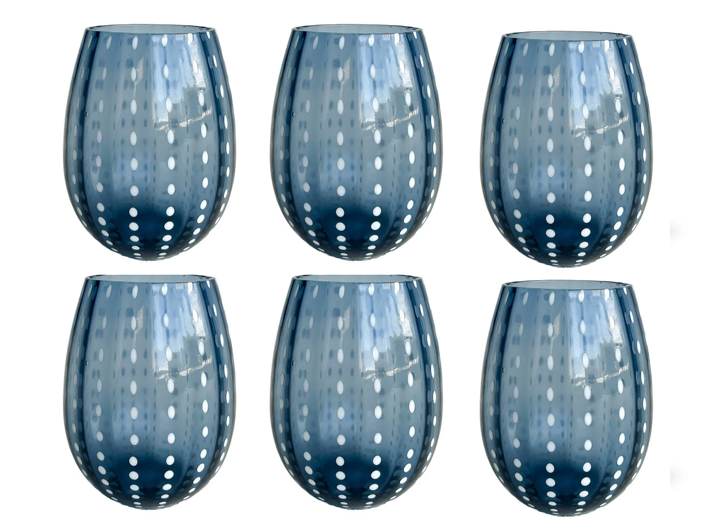 Blue Dotted Drinking Glass (SET OF 6)