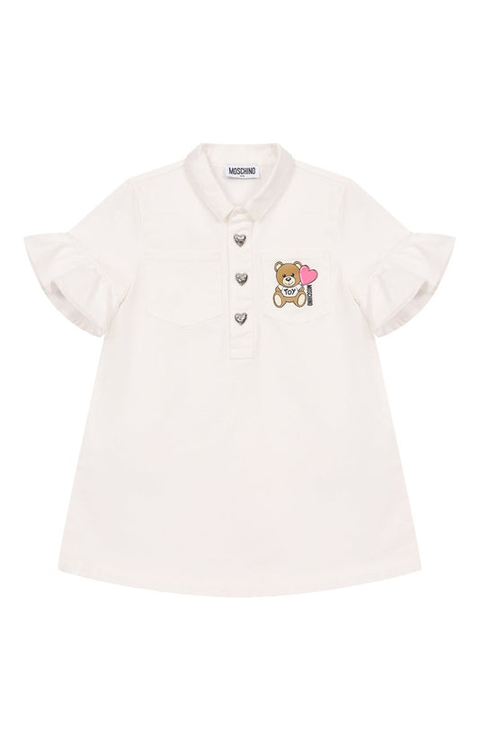 MOSCHINO Girls White Logo Denim Dress