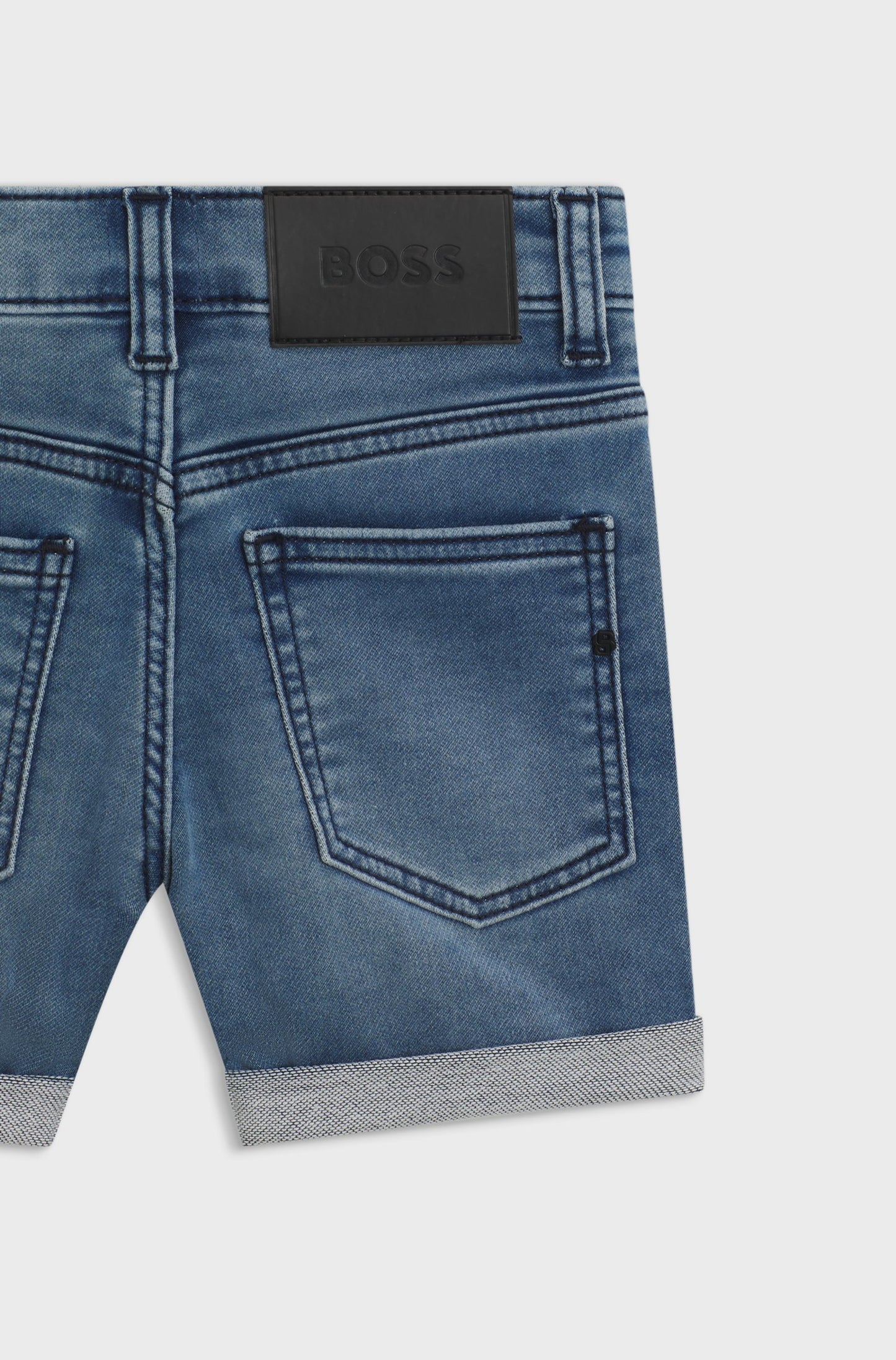 BOSS Boys Shorts in Blue Stretch Denim