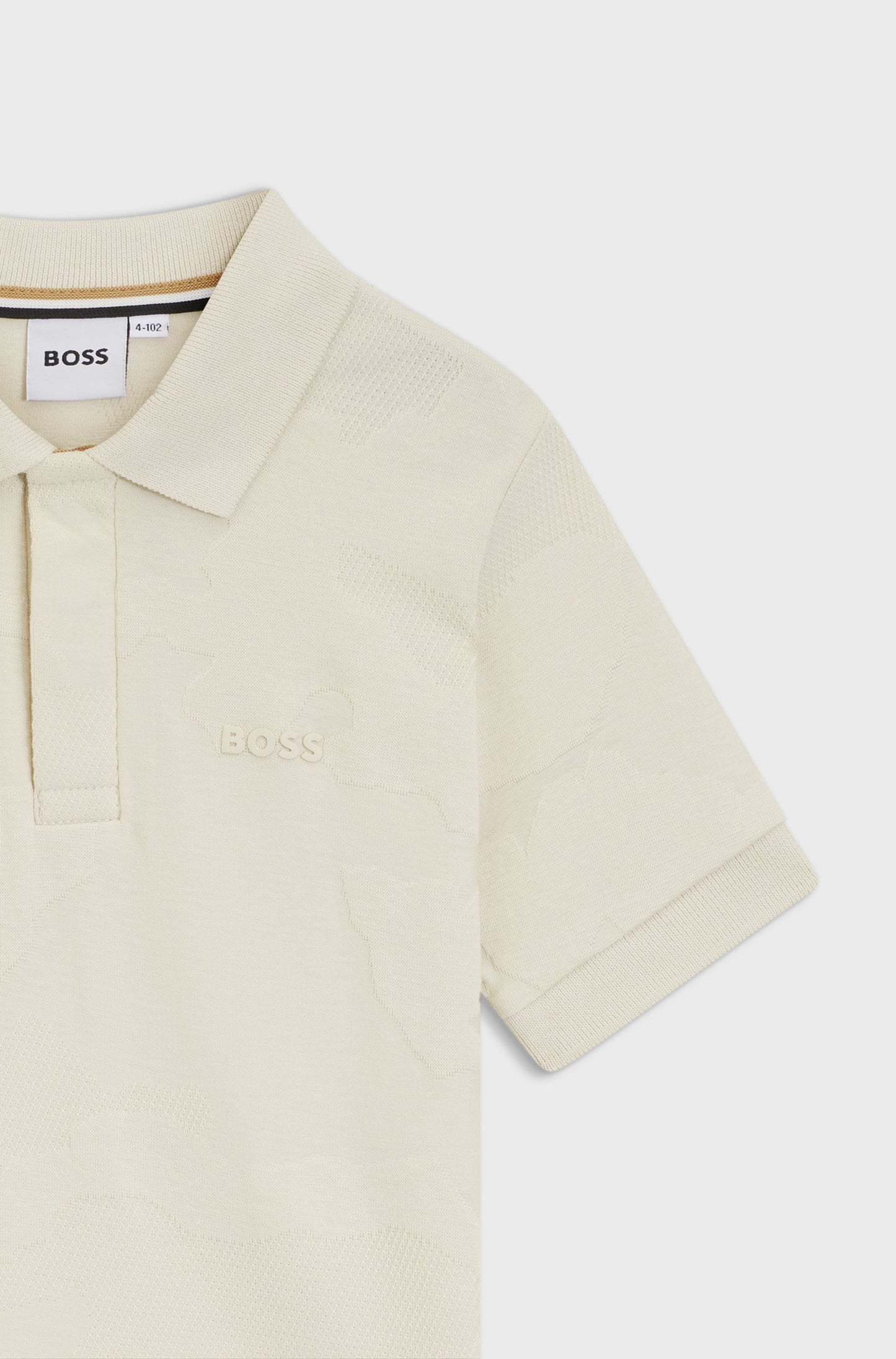 BOSS J52337/21C Boys Polo Shirt in Stretch Cotton with Jacquard Pattern