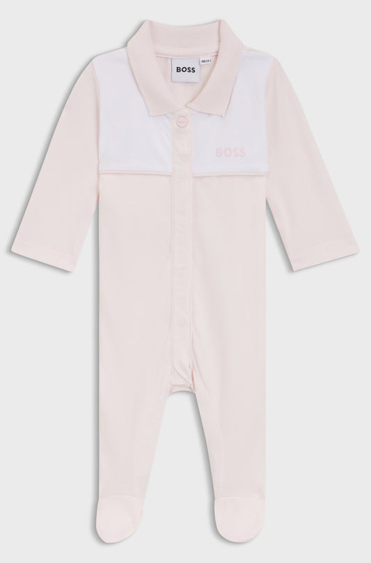 BOSS J52501.44L Baby Girls Pink & White Babygrow
