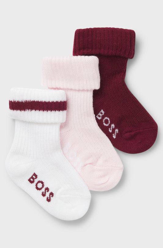 BOSS J52598/117 Baby Girls 3-pack Baby Logo Socks