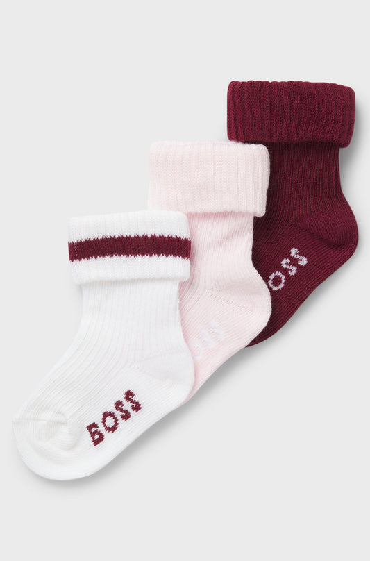 BOSS J52598/117 Baby Girls 3-pack Baby Logo Socks