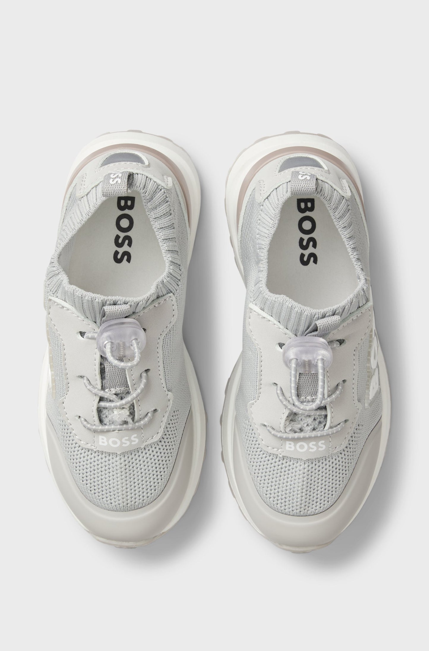 BOSS Grey Logo Trainers with Knitted Uppers