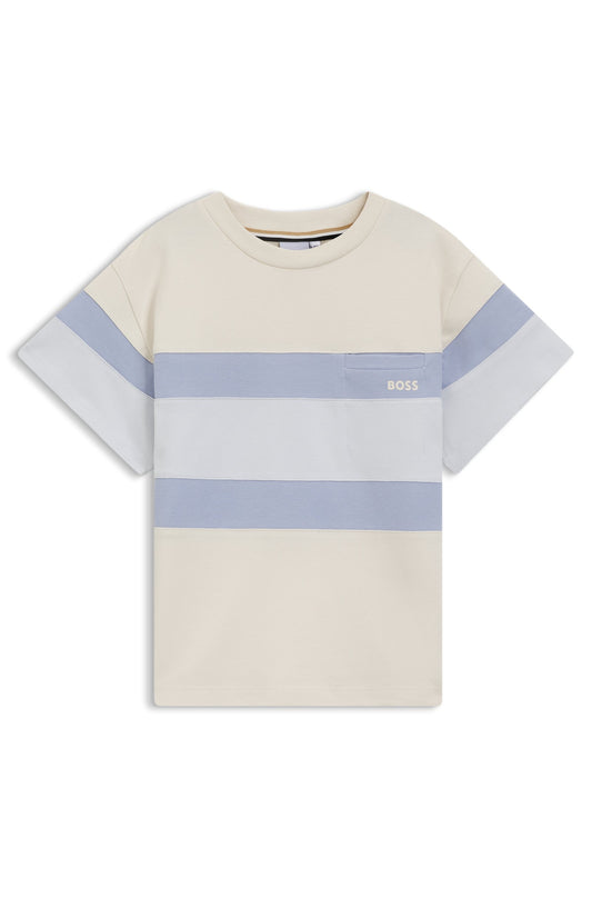 BOSS Boys Loose-fit with color-block stripes T-Shirt