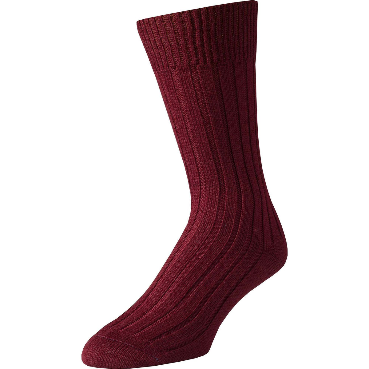 CARLOMAGNO Maroon Ribbed Cotton Knee Length Socks