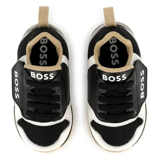 BOSS Boys Black White Velcro Sneaker
