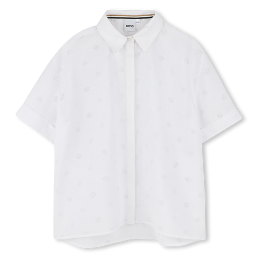 BOSS Girls White Logo Blouse