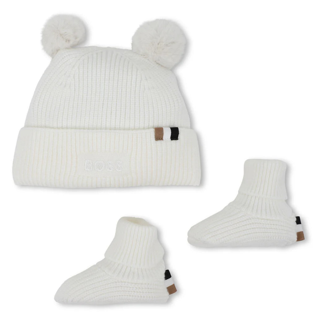 BOSS J52599/117 Baby Hat and Booties set