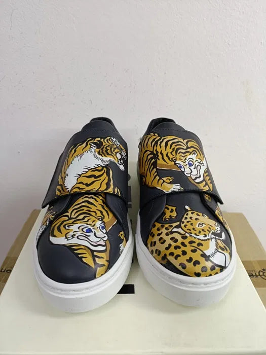 KENZO KIDS Unisex Tiger Logo Leather Sneakers