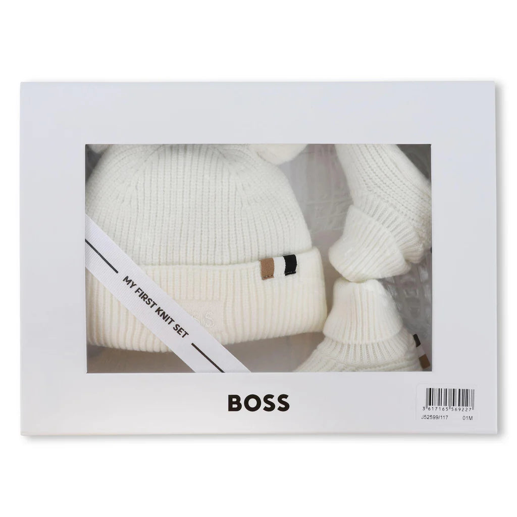 BOSS J52599/117 Baby Hat and Booties set