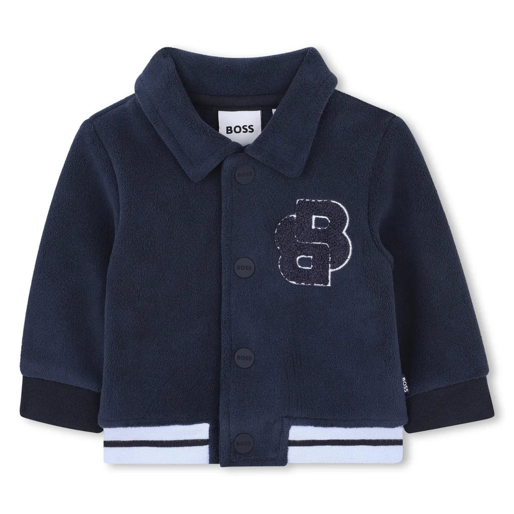 BOSS J52542/849 Younger Boys Navy Blue Fleece Cardigan and Trousers set
