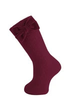 CARLOMAGNO Maroon Velvet Bow Knee High Socks