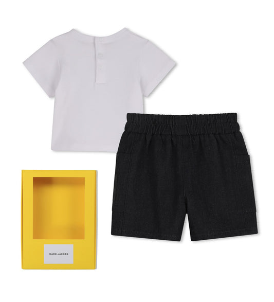 MARC JACOBS Younger Boys White & Navy Blue Shorts Set