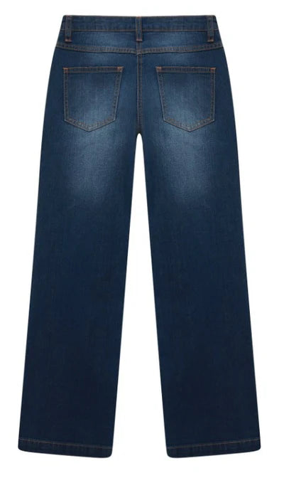 MOSCHINO Girls Regular Fit Blue Logo Denim Jeans