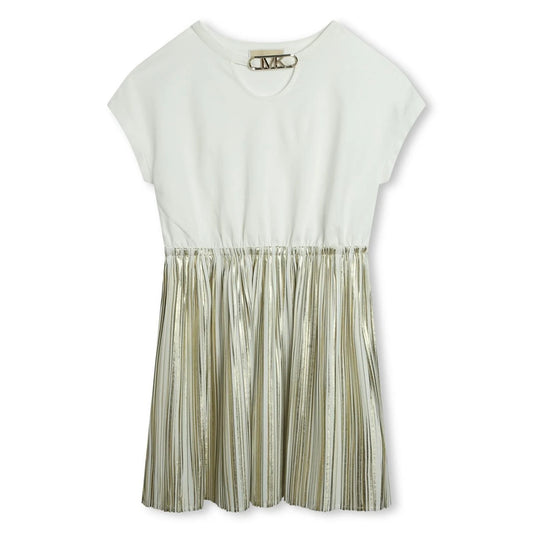 MICHAEL KORS Girls White & Gold  Sleeveless Dress