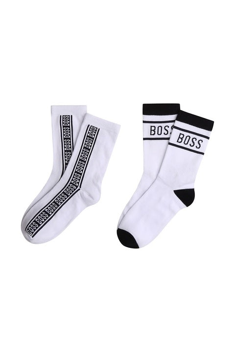 BOSS Boys White Logo Sock 2 - Pack
