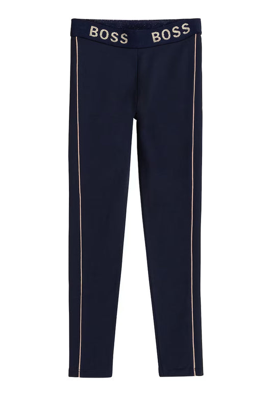 BOSS Girls Navy Blue Logo Leggings