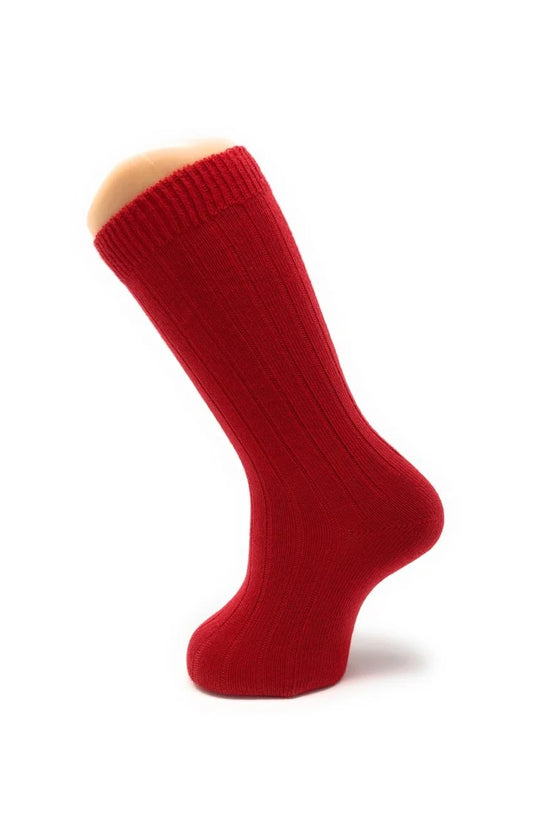 CARLOMAGNO Red Ribbed Cotton Knee Length Socks