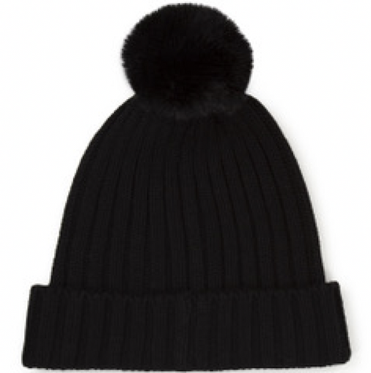 MICHAEL KORS Girls Black Pom Pom Beanie