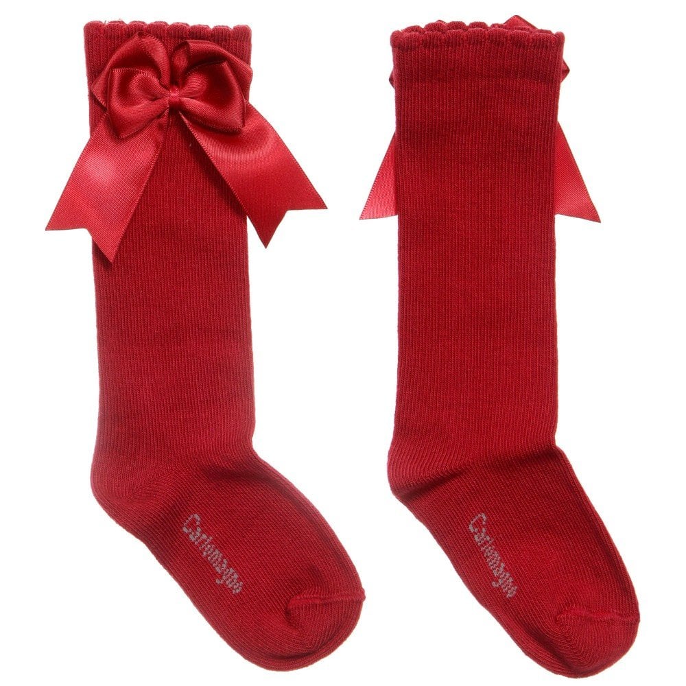 CARLOMAGNO Girls UKG2 Red Ribbon Bow Socks