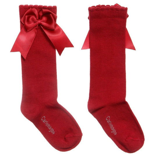 CARLOMAGNO Girls UKG2 Red Ribbon Bow Socks